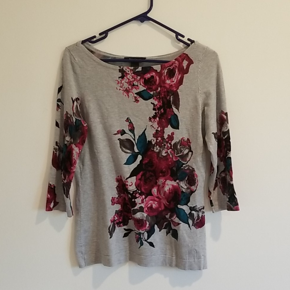 Boat neck floral sweater
